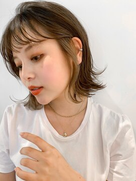 レクタ(RECTA) 前髪パーマ切りっぱなしボブミディアムアッシュベージュ4