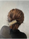 アップスタイル ヘアアレンジ バレッタ 結婚式/二次会/成人式