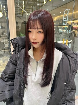 ゼスト フィーノ(ZEST fino) 韓国風ロングレイヤーカット 【立川】ワインレッドカラー