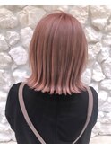 #ピンクベージュボブ#ケアブリーチ