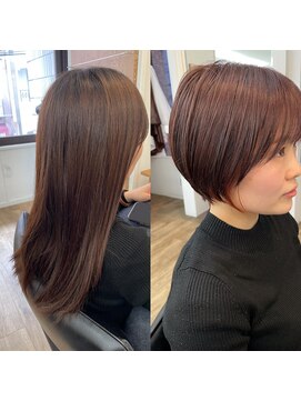 アメリ(Ameri) -Ameri-藤川☆ショートボブ×インナーオレンジ【浜町/ショート】