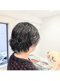 伸ばしかけショートボブにパーマ