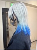ホワイトデザインカラー ウルフカット ウルフ ケアブリーチ