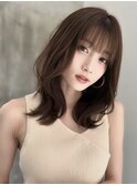 顔まわりレイヤー/くびれセミディ/シースルーバング/金山