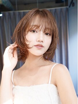 オルセン(OLSEN) ボブ/外はねボブ/前髪あり/ブラウン/レイヤーボブ/明るめカラー