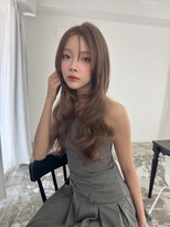 アンジェリカラボ 梅田店(ANGELICA LABO)&nbsp;韓国風くびれレイヤーカット×グレージュ×透明感ブラウン川又