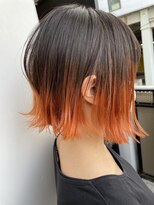 salon de MiLK 札幌大通店【サロン ド ミルク】 根元が伸びても全く気にならないオレンジカッパーボブ♪