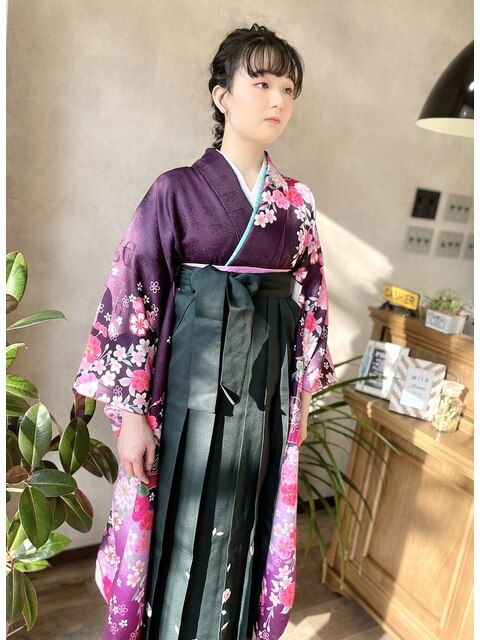 卒業式の袴と編み込みアップ　Bloom【ブルーム/三郷】