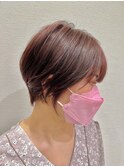 横顔美人ショート×チェリーピンク