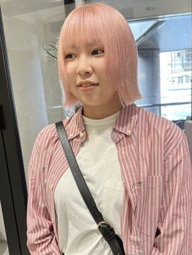 ラミエバイメルト 下北沢(lamie by melt) 村上/ピンクベージュ切りっぱなしボブ顔まわりカットブリーチ