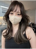 韓国ヘアーハッシュカットレイヤーカットグレージュブリーチ無し