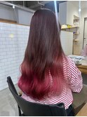 グラデーションカラー　ボルドールビー　韓国ロング