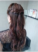 三つ編みハーフアップ