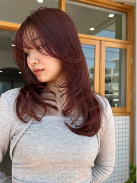 ホワイトグレージュ/デジタルパーマ/チェリーブラウン/宜野湾