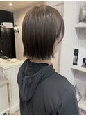 福山美容室caary 切りっぱなしボブくすみベージュ透明感30代20代