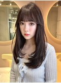 ラベンダーグレージュ　顔まわりカット　レイヤーカット