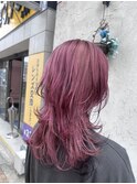 ロングウルフ　ピンク×ブラック