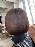 韓国風チェリーレッド×ぱつっとボブ