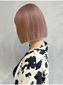ピンクベージュボブ_チェリーブラウンフェミニンロング_ba400582