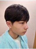 爽やかショートマッシュ ツーブロック ビジネス 学生 黒髪　束感