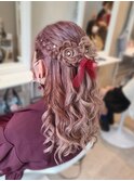 お花ハーフアップ