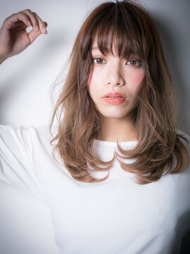 カバーヘア イヴ 戸頭店(COVER HAIR EVE) ミルクティーブラウン前下がりレイヤーロングv戸頭20代30代40代