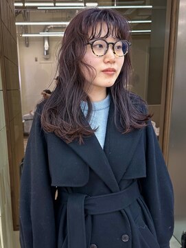 パークレーン アイス イヴェン(park lane ICI yeven) ブリーチなしカラー　暖色　顔まわりカット　パーマ風/momoka