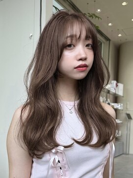 ミンクス 原宿店(MINX) デザインカラーレイヤーカットウェットヘアオリーブベージュ