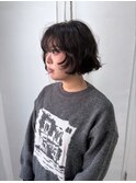 ショートボブ　パーマ　柔らかい質感