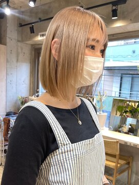 サンク 原宿 表参道(cinq) ミルクティーベージュダブルカラーインナーカラーケアブリーチ