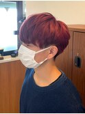 【tetote 大橋サロンスタイル】赤髪×刈り上げショート
