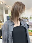 ニュアンスハイライト×長め切りっぱなしボブ