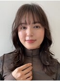 ミディアムボブ/面長/前髪あり/絶壁解消/30代/40代/50代/くびれ