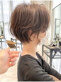 【30代40代50代】無造作くびれショート/ココアベージュ/小顔