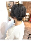 大人可愛い20代30代40代前下がりショートボブ丸みショート◎