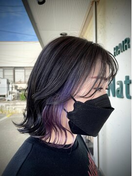 ナチュラ(Natura) インナーカラー ブリーチ ボブヘア パープル