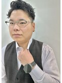 刈り上げツイストスパイラルパーマ無造作アップバングメンズヘア