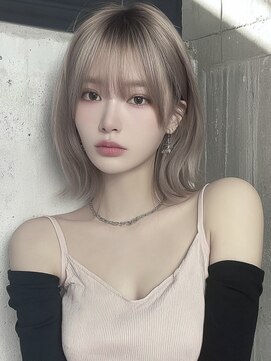 ユーフォリア 渋谷グランデ(Euphoria SHIBUYA GRANDE) 外はねロブ レイヤーカット 韓国ヘア 小顔ヘア ブロンドヘア
