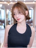 ミディアム髪質改善ストレート顔周りレイヤーカット前髪縮毛矯正