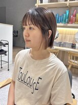 ゼストソエル(ZEST soell)&nbsp;くすみベージュ　イヤリングカラー　ボブ