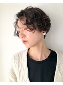 ハンサムショート　× ウェーブ
