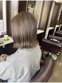 透け感ハイライト×オリーブグレー