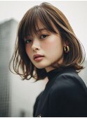 ハッシュカット/バーガンディ/ミディアムレイヤー/韓国ヘア