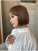 ラテグレージュ顔周りレイヤーボブ韓国巻き結べるレイヤーカット