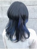 クラゲヘアー ショートバング ネイビーカラー＠原宿