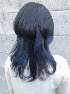 ラフ 原宿(L.a.a.g.f harajuku) クラゲヘアー ショートバング ネイビーカラー＠原宿