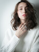 カバーヘア ブリス 戸田公園西口店(COVER HAIR bliss)&nbsp;ネイビーグレー大人巻きかきあげソバージュv戸田公園30代40代