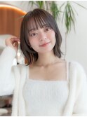 大人かわいい前髪セシルカットココアブラウンフリンジウェーブ