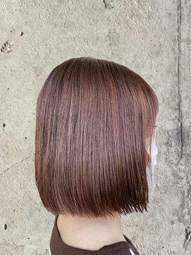 ヘアーデザイン グランツ 平成店(hair design Granz) 切りっぱなしボブ×オレンジレッド