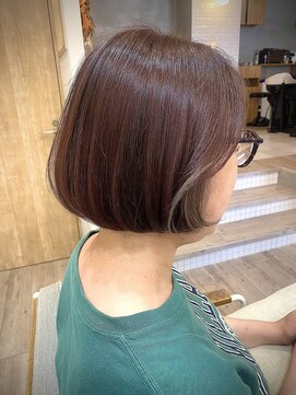 ヘアサロン アンフェール(Hair Salon Amfaire) 【fujimoto】くすみ大人ピンクデザイン/ぱつっとボブ